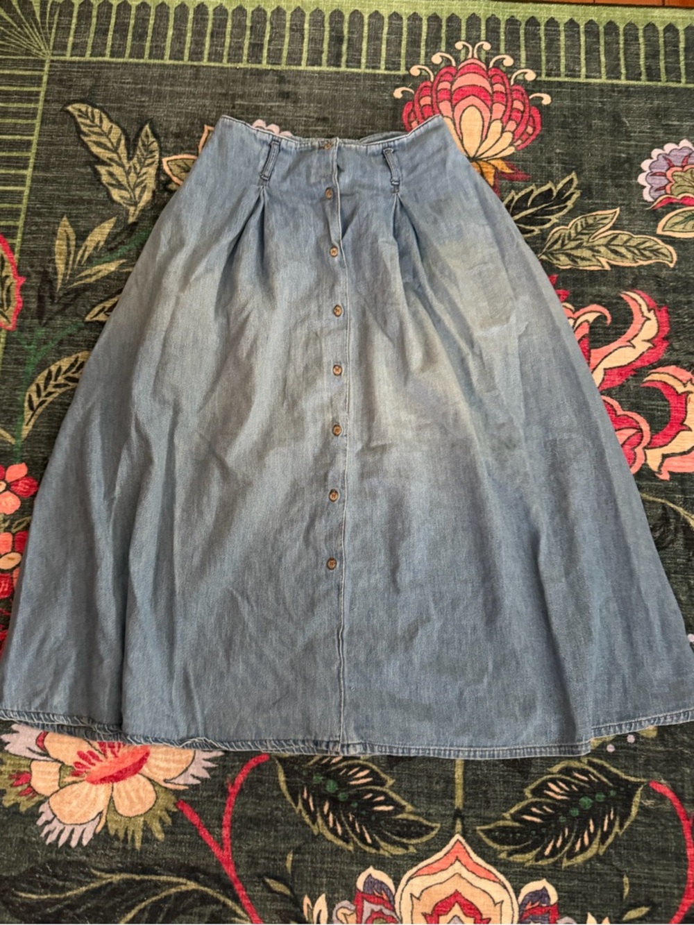 🌼 Vintage Guess Jeans Georges Marciano USA Denim Button Front Midi Skirt Size M